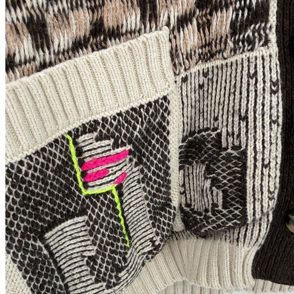 Anthropologie Pilcro Mash Up Patchwork Cardigan Sweater Oversized Chunky Small - Picture 5 of 9